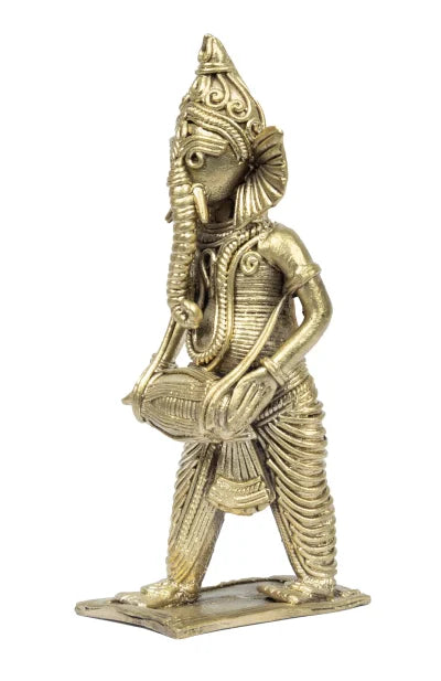 Dokra Home Decor – Lord Ganesha with Dhol - Retail Maharaj