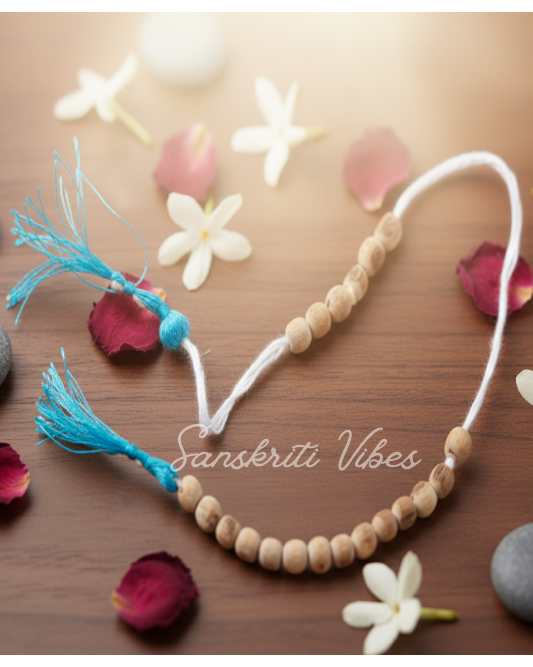 Tulsi Beads Counter Mala – 20-Bead 5mm Japa Beads for Meditation and Chanting