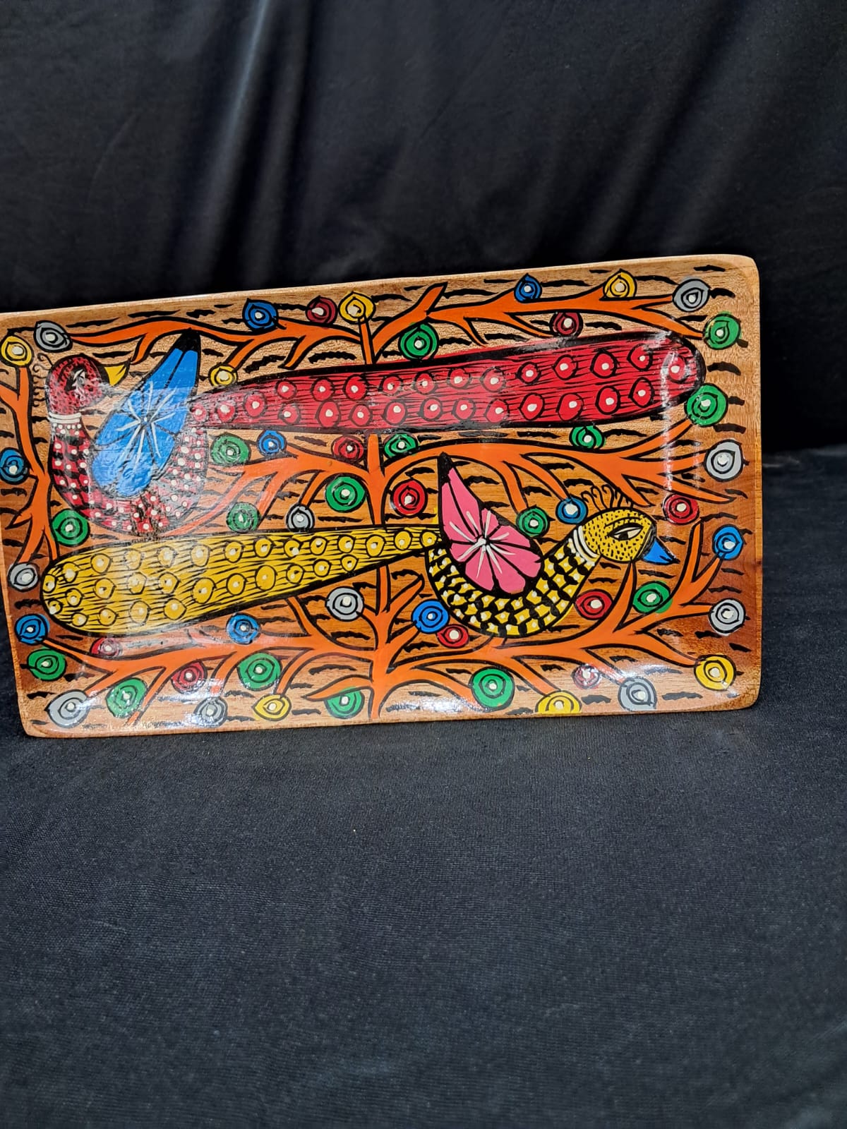 Peacock Parade – Handcrafted Wooden Tray - Retail Maharaj