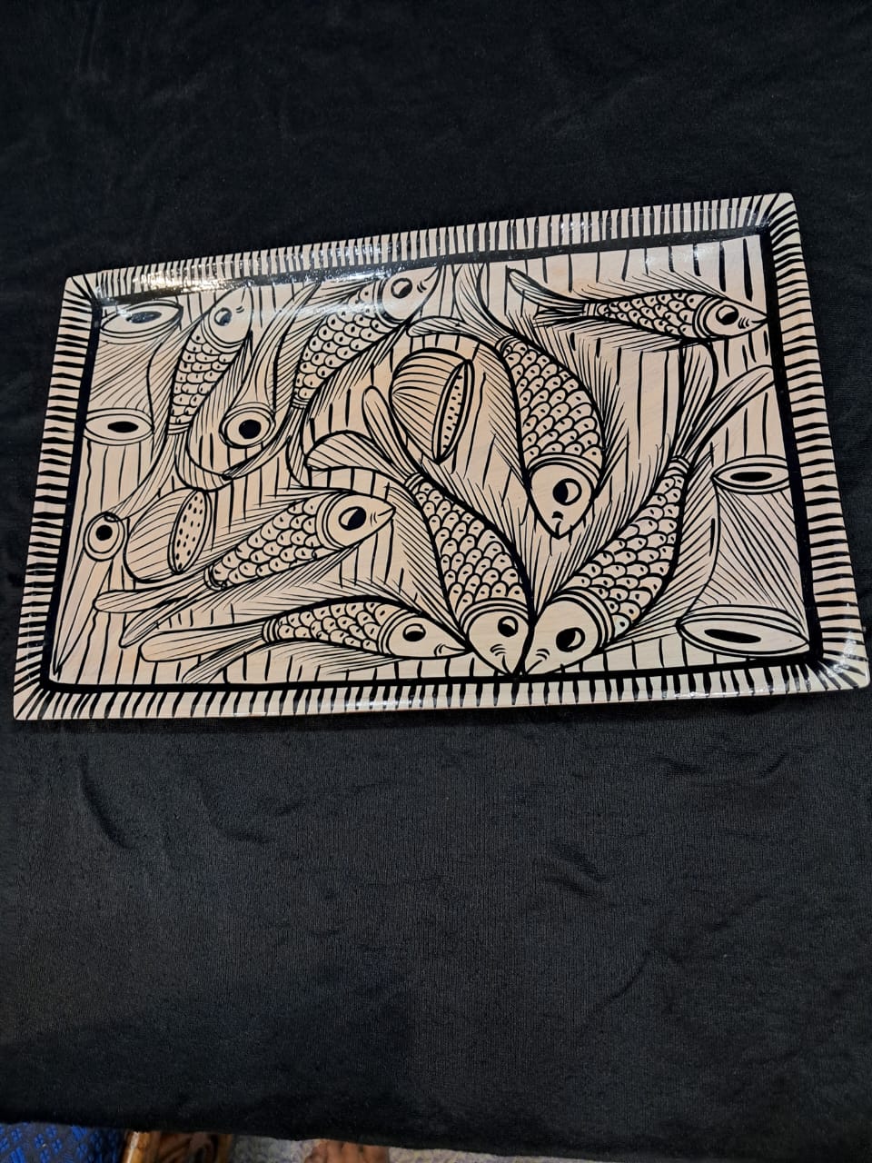 Monochrome Marine – Rectangular Wooden Fish Tray - Retail Maharaj