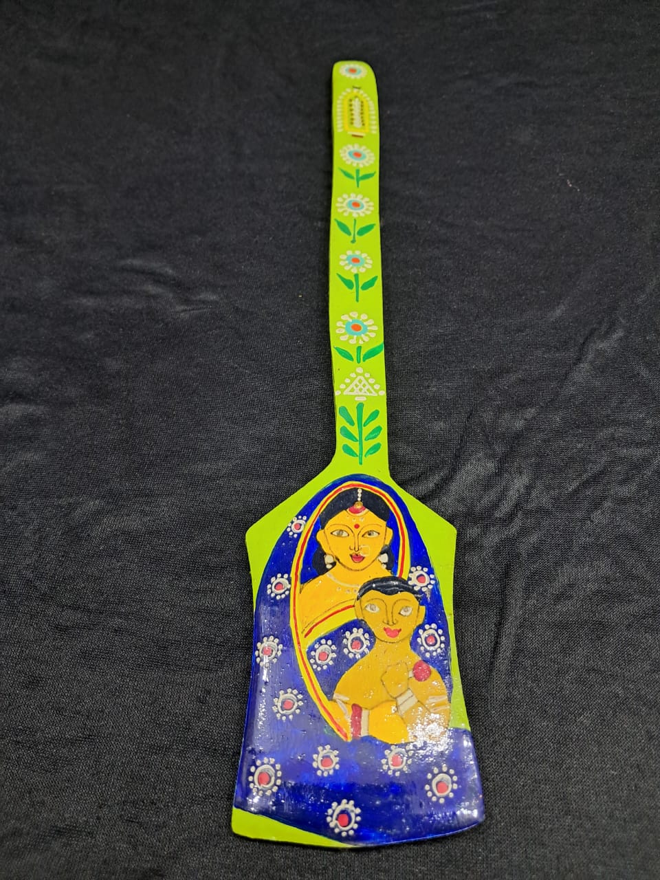 Handcrafted Madhubani Art Wooden Spatula – “Mother’s Embrace” - Retail Maharaj