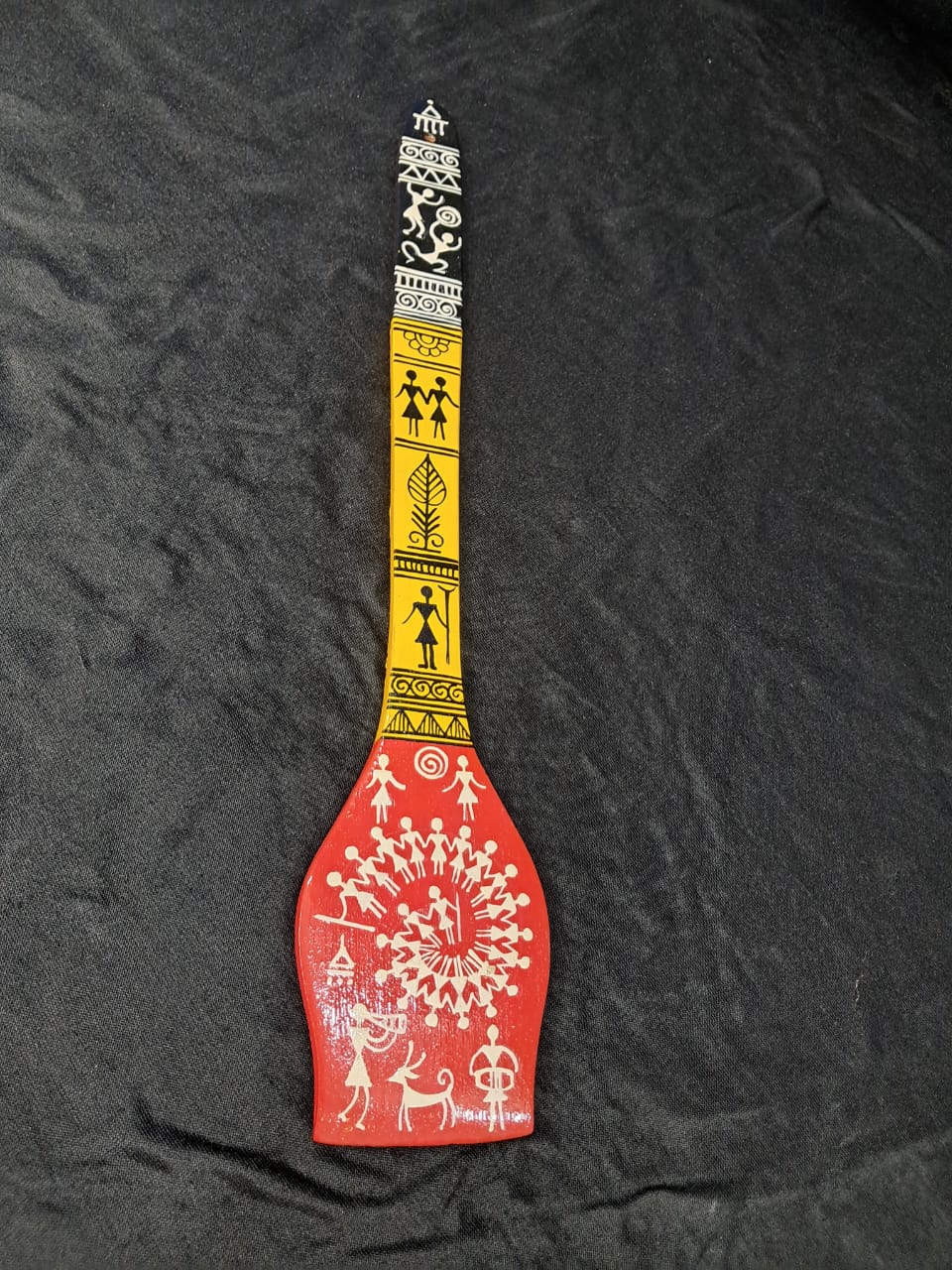 Handcrafted Warli Art Wooden Spatula – “Tribal Rhythm” - Retail Maharaj