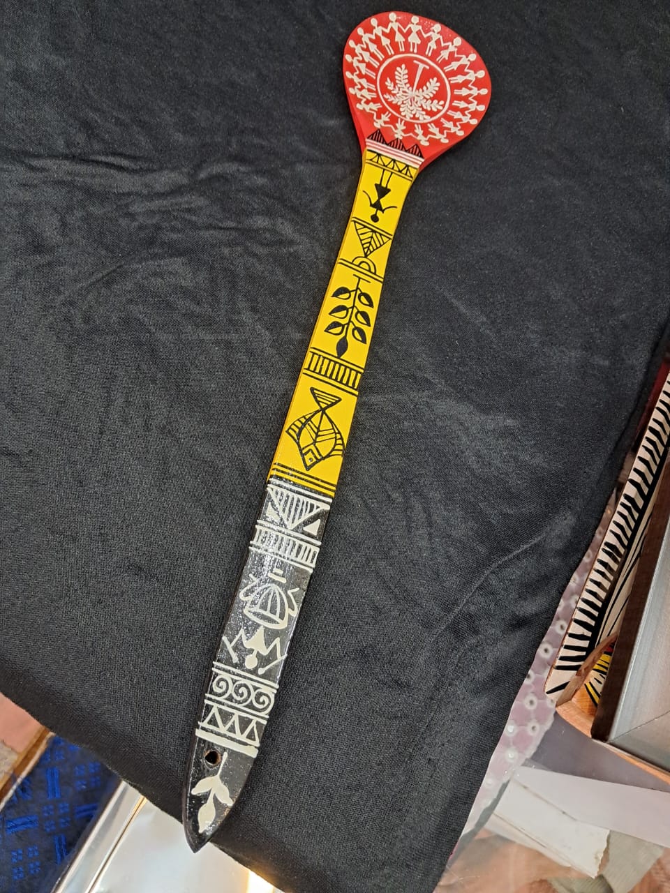 Handcrafted Warli Art Wooden Spatula – “Folk Harmony” - Retail Maharaj