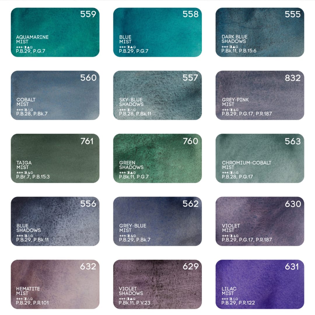 White Nights Granulating Watercolour Tubes 10ml – 33 Individual Shades