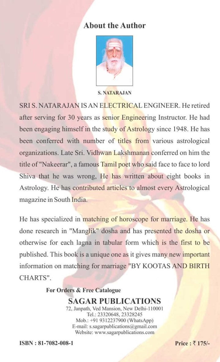 Matching for Marriage by Kootas and Birth Charts The Original Book by S. Nataranjan (Englisg Version) - Retail Maharaj