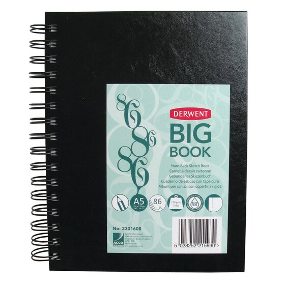 Derwent Big Book Wire Bound Hardback Sketchbook 110 GSM