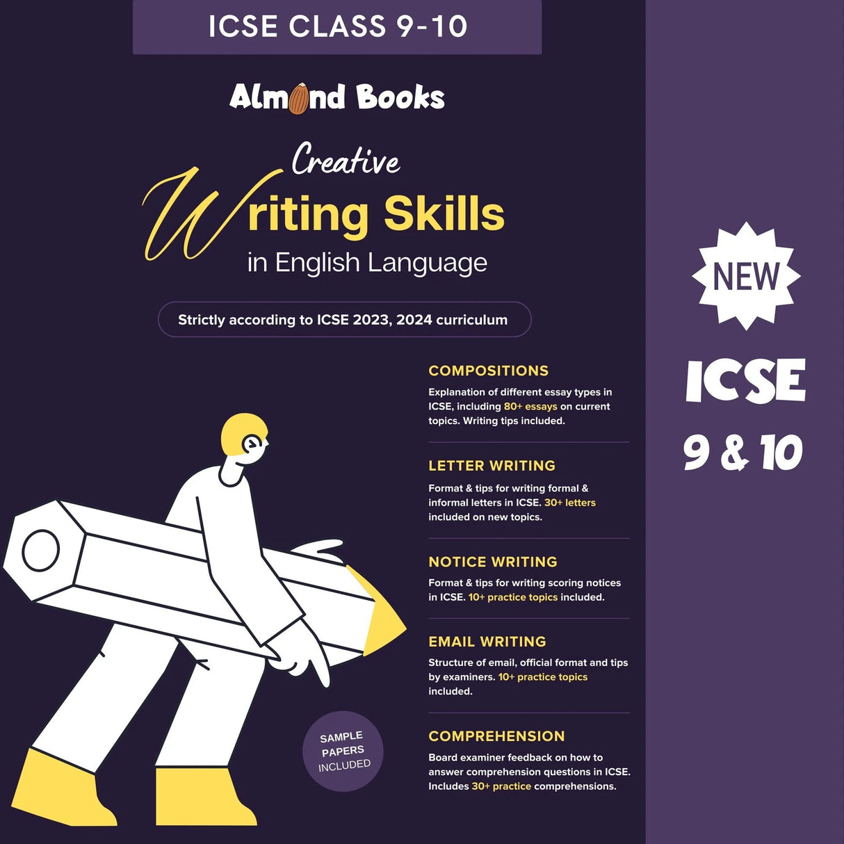 Almond Books ICSE English Creative Writing Skills for Class 9 & 10 Compositions, Letters, Comprehensions, Notice Writing, Email Writing - Retail Maharaj