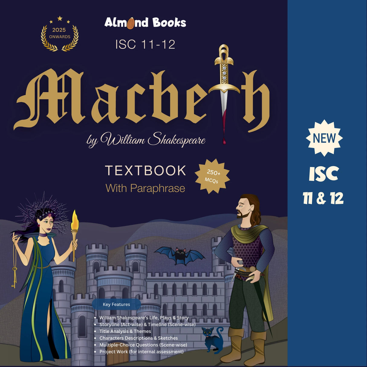 Almond Books ISC 11 & 12 MACBETH (Text With Paraphrase) English Literature | Textbook, Paraphrase, MCQs (2025 Board Exam Batch) - Retail Maharaj