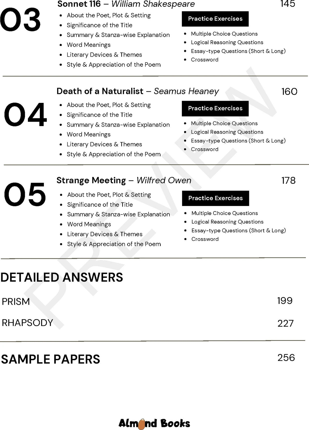Almond Books ISC Class 11 Prism & Rhapsody: A Workbook for Poems & Short Stories with Answers - Retail Maharaj