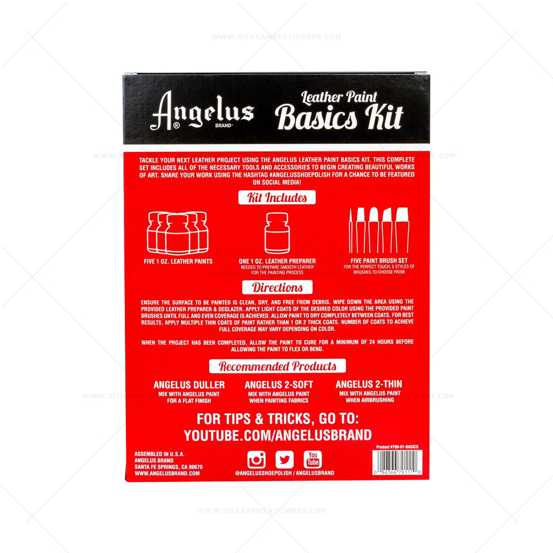 Angelus Leather Paint Basics Kit 11pc Set for Custom Leather Art and Restoration