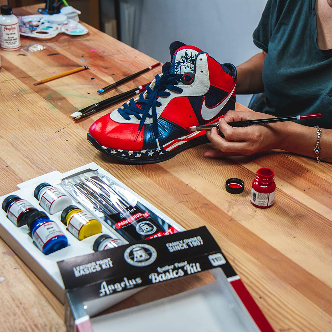 Angelus Leather Paint Basics Kit 11pc Set for Custom Leather Art and Restoration