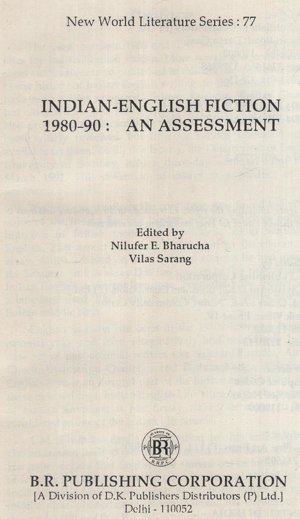 Indian English Fiction- An Assessment 1980-90 (An Old and Rare Book) - Retail Maharaj