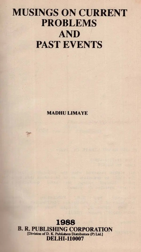 Musings on Current Problems and Past Events (An Old and Rare Book) - Retail Maharaj