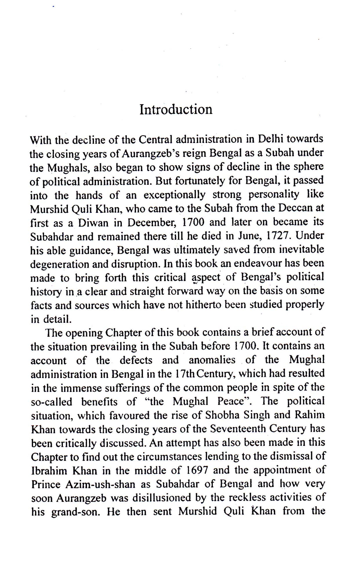 Bengal Under Murshid Quli Khan - Retail Maharaj