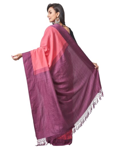 Handwoven Cotton-Silk Cutshuttle Saree in Pink - Retail Maharaj