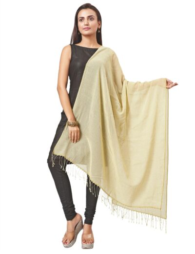 Handwoven Light Moss Green and White Check Houndstooth Cotton Scarf - Retail Maharaj