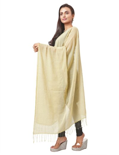 Handwoven Light Moss Green and White Check Houndstooth Cotton Scarf - Retail Maharaj