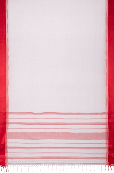 Handspun Saree in White with Red Border - Retail Maharaj