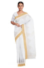 Nettle Jacquard Linen Saree – White - Retail Maharaj