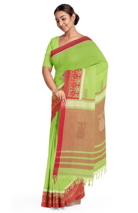 Tangail Cotton Saree – Green - Retail Maharaj