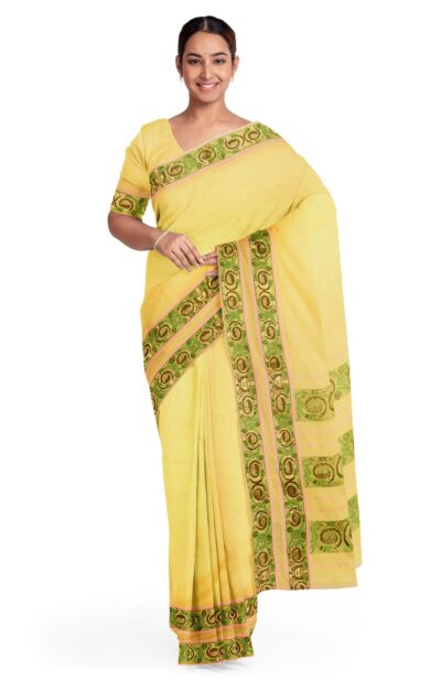 Handloom Cotton Silk Saree – Yellow - Retail Maharaj