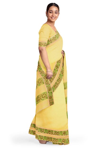 Handloom Cotton Silk Saree – Yellow - Retail Maharaj
