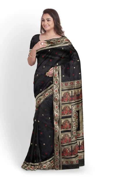 Baluchari Silk Saree – Black - Retail Maharaj