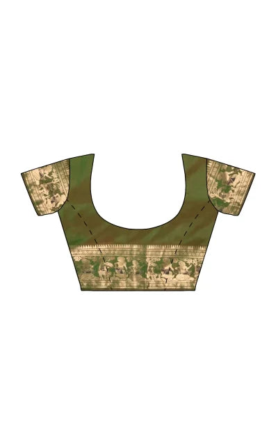 Baluchari Silk Saree – Green - Retail Maharaj