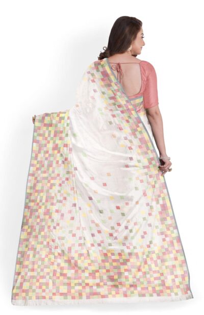 Handwoven White Silk Jamdani Saree - Retail Maharaj