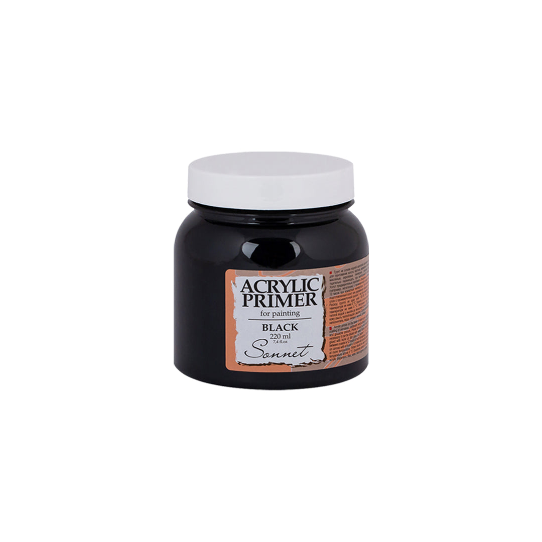 Sonnet Acrylic Primer Black 220 ml and 500 ml Water Based Gesso for Canvas Wood and Cardboard Surface Preparation