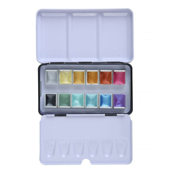 Brustro Metallic Watercolour Half Pans Set of 12