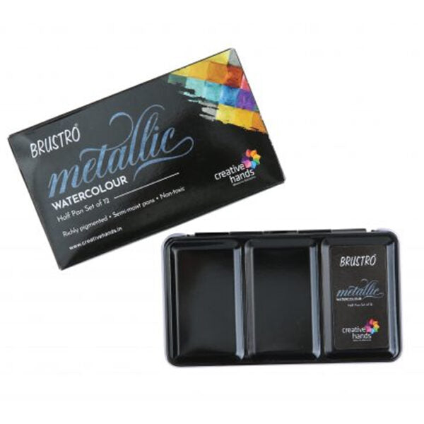 Brustro Metallic Watercolour Half Pans Set of 12