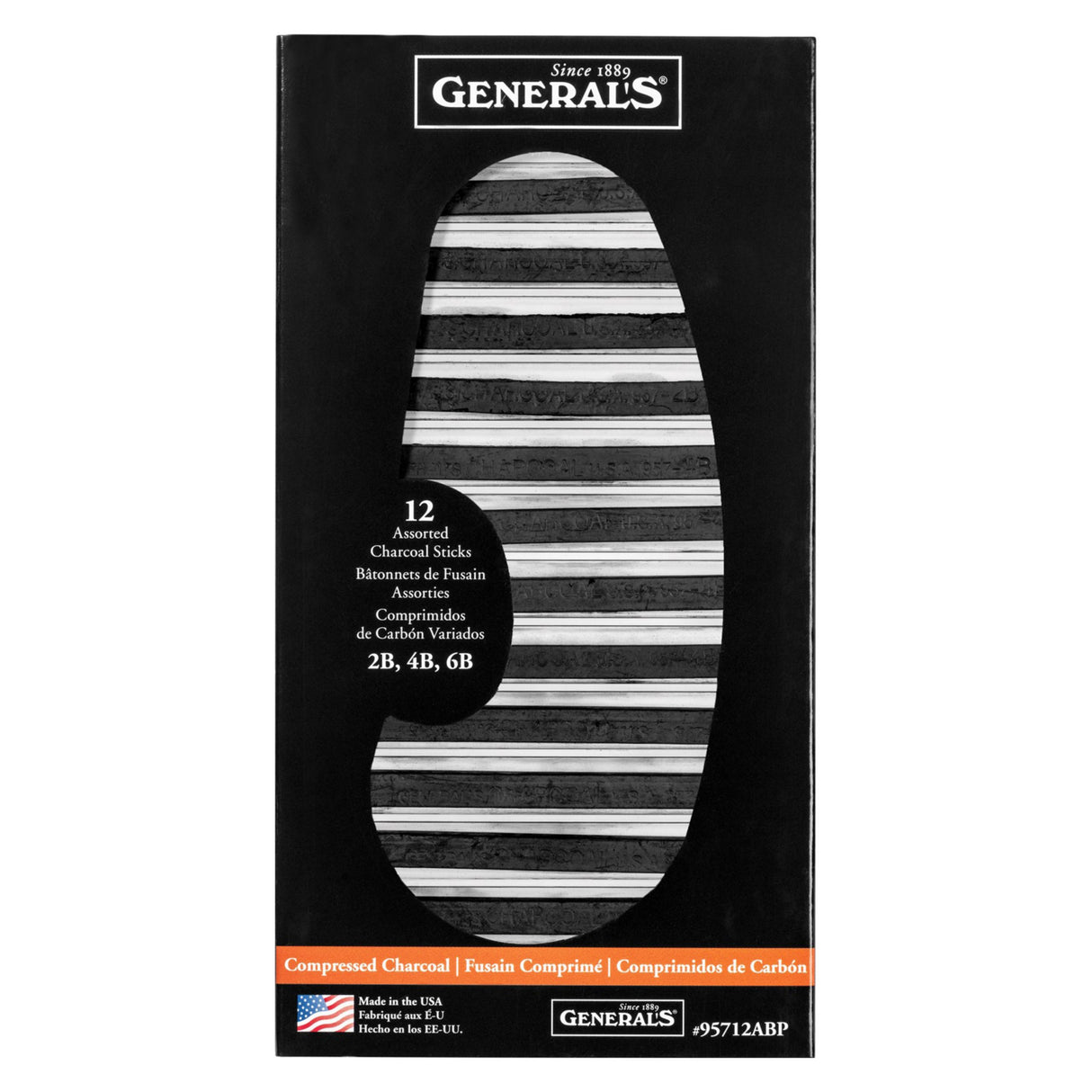 General’s Compressed Charcoal Sticks Assorted Pack – 12 Pieces