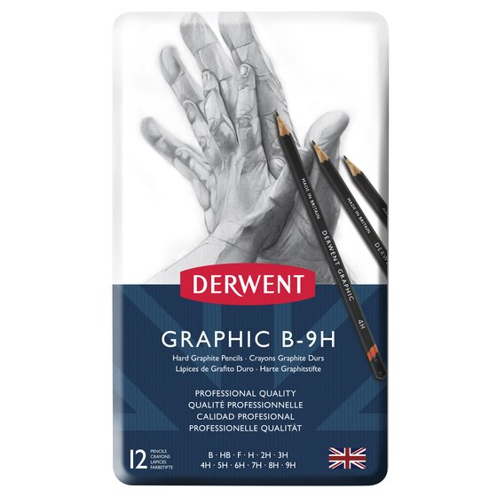 Derwent Graphic Graphite Pencil Set Hard Grades B to 9H