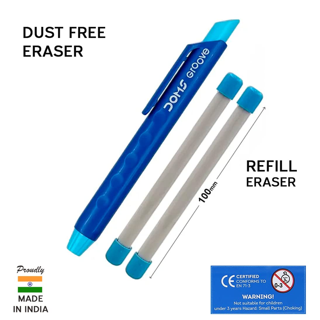 DOMS Groove Retractable Eraser Set Dust Free Pencil Erasing Tool