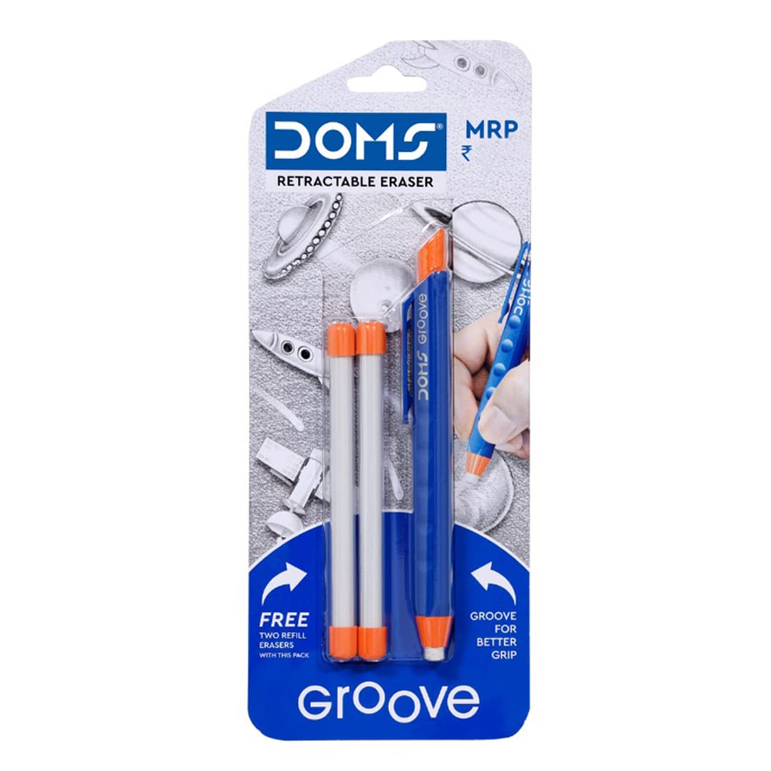DOMS Groove Retractable Eraser Set Dust Free Pencil Erasing Tool