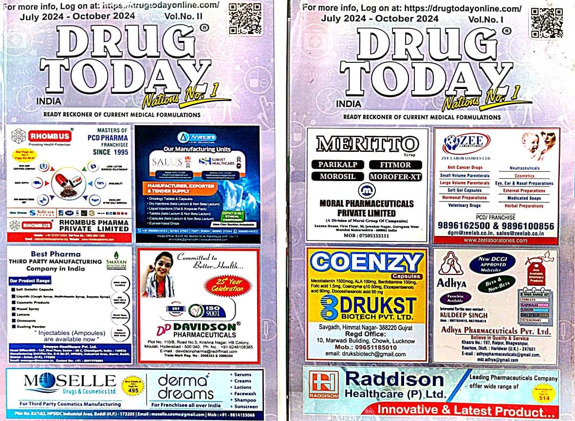 Drug Today ( Vol - I & II ) July 2024-October 2024 (English Version) - Retail Maharaj