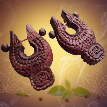 Handmade Krishna Carved Tulsi Earrings – Spiritual Jewelry for Devotees of Shri Krishna - Retail Maharaj