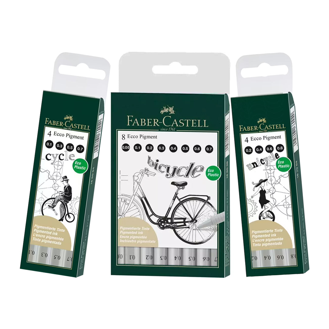 Faber Castell Ecco Pigment Fineliner Black Ink Wallet Set for Sketching Illustration and Technical Drawing