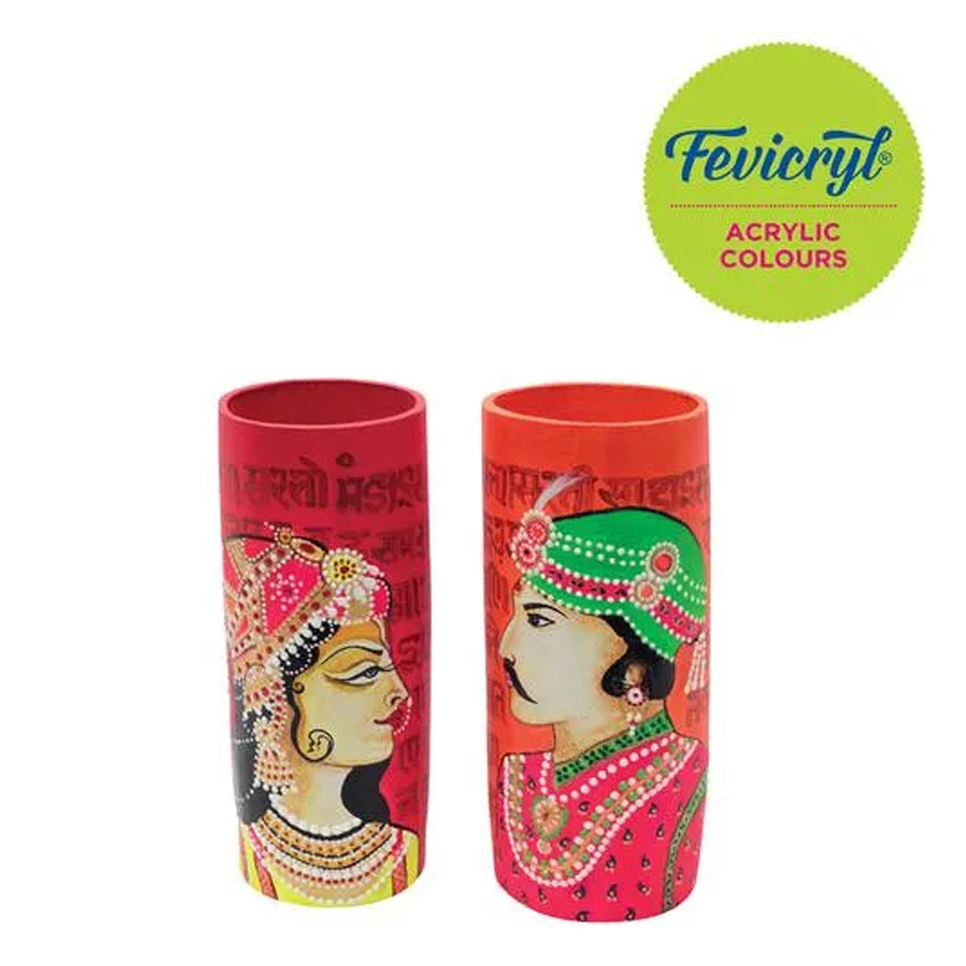 Fevicryl Acrylic Colors Lilac Kit 6x10ml Vibrant Multisurface Non Toxic Acrylic Paint Set for Craft Fabric Wood and Canvas