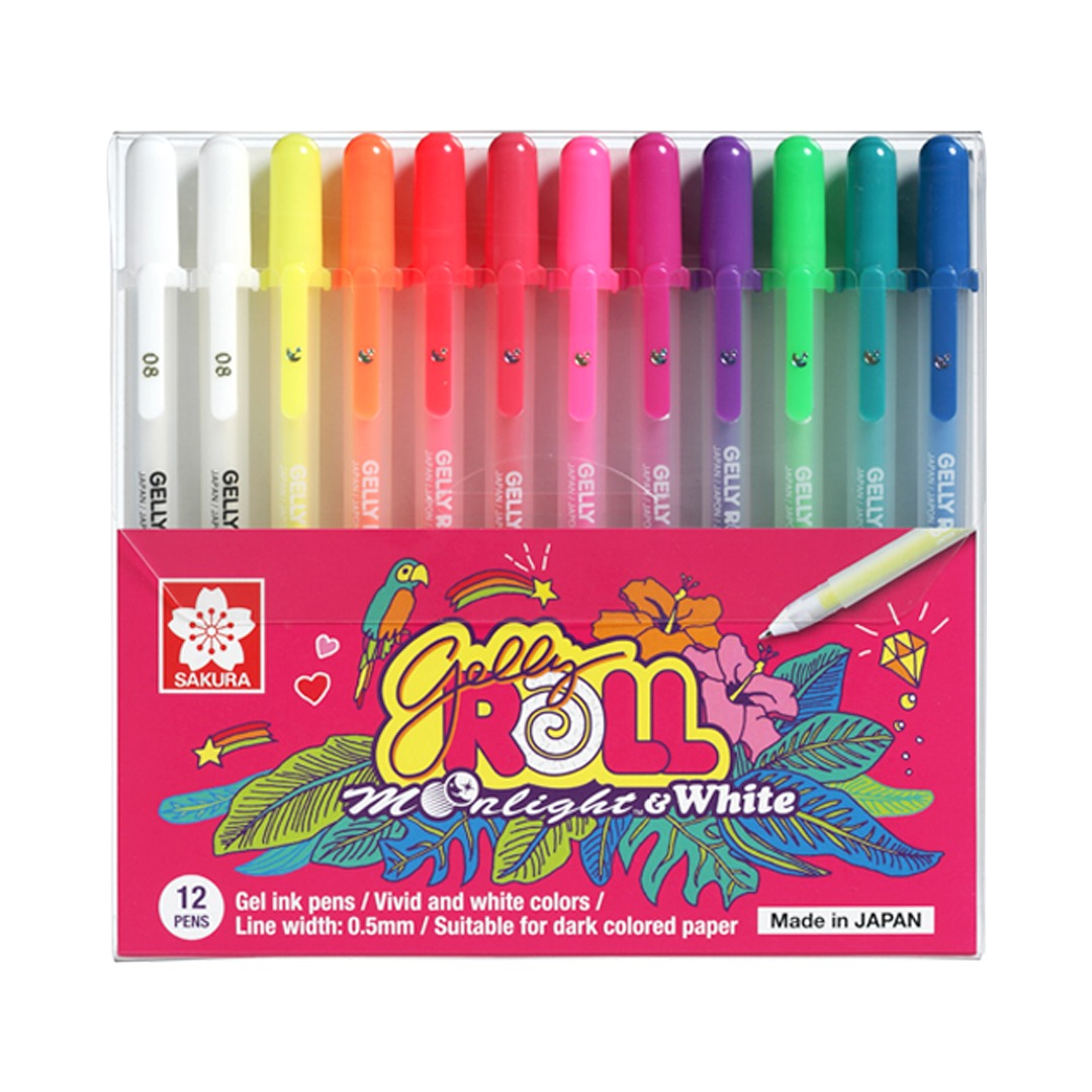 Sakura Gelly Roll Moonlight Gel Pens Set of 12 Vibrant Colours