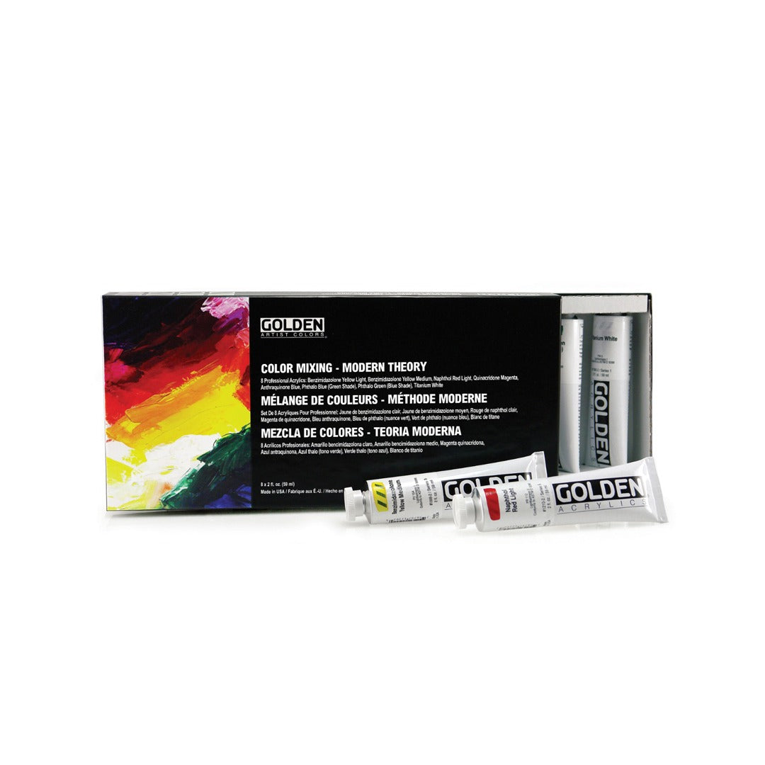 Golden Color Mixing Set Modern Theory Set of 8 Bright Clean Mixing Acrylic Paints for Professional Colour Blending