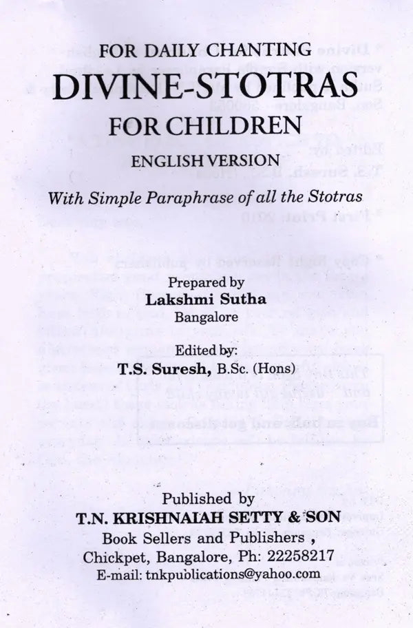 For Daily Chanting- Divine-Stotras for Children (In Roman with Translation)