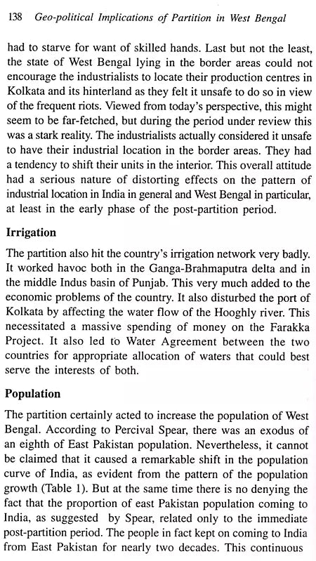 Geo-Political Implications of Partition in West Bengal (Looking Back at Partition of Bengal)