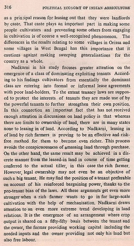 Political Economy of Indian Agriculture (An Old and Rare Book)
