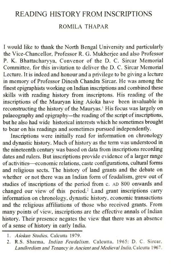 Reading History from Inscriptions- Professor D. C. Sircar Memorial Endowment Lecture (Delivered at the University of North Bengal) - Retail Maharaj