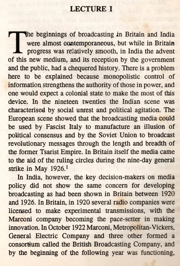Radio and the Raj 1921-47 (S. G. Deuskar Lectures on Indian History and Culture, 1988) An Old and Rare Book - Retail Maharaj