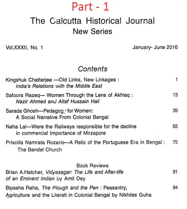 The Calcutta Historical Journal- Vol.XXXII, No.1: India's Relations with the Middle East, Vol.XXXII, No.2: First Struggles for Franchise for Indian Women, Anti-suffragism and British Obstructionism 1917-1928 (Set of 2 Volumes) - Retail Maharaj