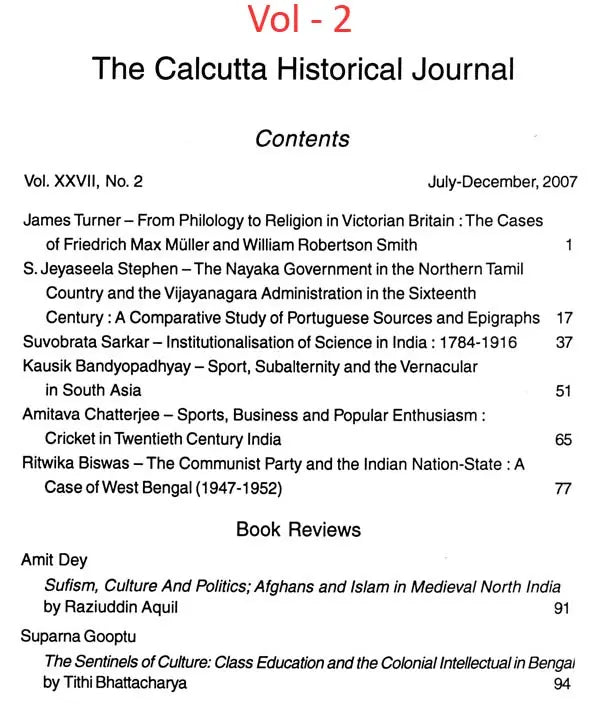 The Calcutta Historical Journal- Vol. XXVII, No. 1: The Slogan of the First Sepoy Mutiny at Barrackpore 1824, Vol. XXVII, No. 2: Articulating Middle Class Identity in Colonial Bengal (Set of 2 Volumes) - Retail Maharaj