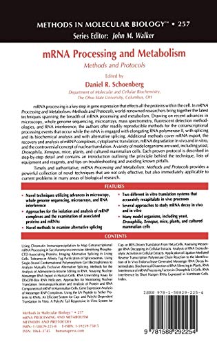 MRNA PROCESSING AND METABOLISM: METHODS AND PROTOCOLS: 257 (Methods in Molecular Biology) - Retail Maharaj